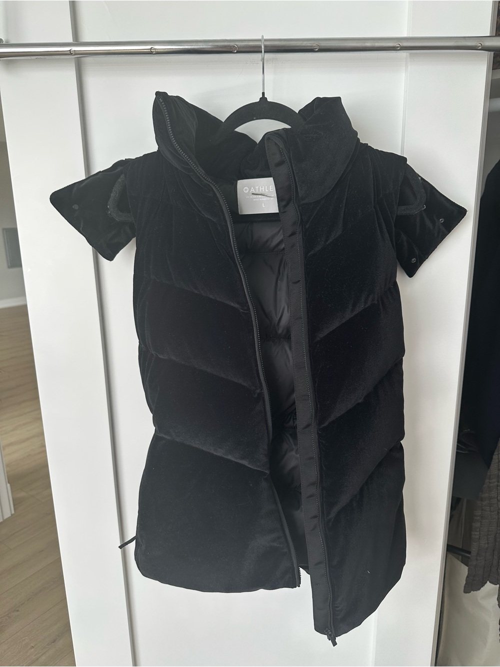 Athleta Black Velvet Quilted Puffer Vest